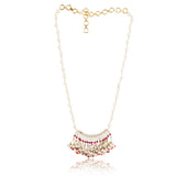 Gold Plated Celestial Pearl Ruby Zircon Necklace Set