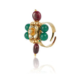 Gold Plated Kundan Ruby Ring