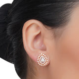 Dainty Rose Plated Zircon Drop Earring Studs