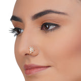 Dainty Rose Plated  Flower Zircon Nose Stud
