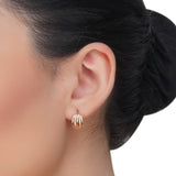 Dainty Rose Plated   Zircon Huggie Earrings