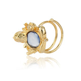 Gold Plated Green Onyx Ganesha Ring