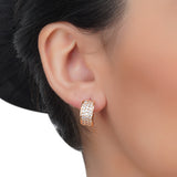 Dainty Rose Plated   Zircon Huggie Earrings
