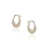 Sterling Silver 92.5 Ribbed Hoop Bali Earrings