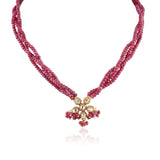 Gold Plated Celestial Flower Ruby Necklace Set