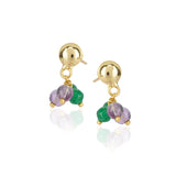 Gold Plated DOR Amethyst Green Onyx String Necklace Set