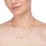 Dainty Rose Plated  Zircon Chain Necklace