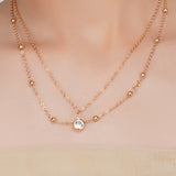 Dainty Rose Plated  Zircon Chain Necklace