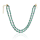 Gold Plated DOR Green Onyx Iolite Necklace Set
