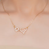 Dainty Rose Plated Zircon Heart Pendant Necklace