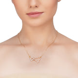 Dainty Rose Plated Zircon Heart Pendant Necklace