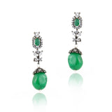 Silver Plated Celestial Victorian Green Onyx Necklace Set