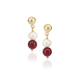 Gold Plated DOR Ruby Jade Pearl String Necklace Set