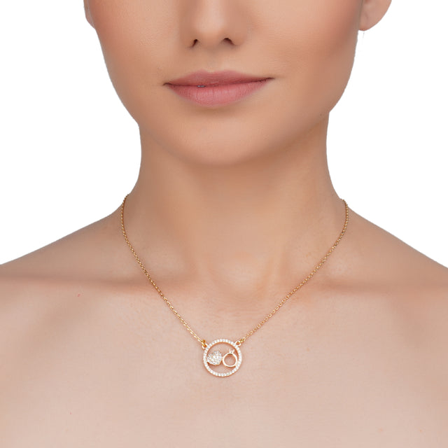 Dainty Rose Plated Zircon Promise Pendant Necklace