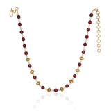 Gold Plated DOR Ruby Jade Pearl String Necklace Set