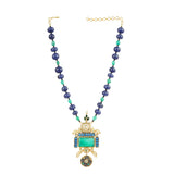 RATNA BLUE SQUARE PENDANT SET