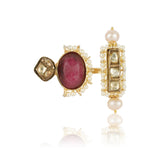 Gold Plated Kundan Ruby Ring