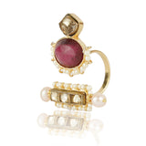 Gold Plated Kundan Ruby Ring
