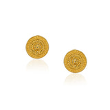 Sterling Silver 92.5 Gold Plated Disc Stud Earrings