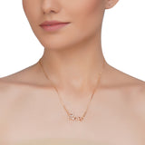 Dainty Rose Plated Zircon Love Pendant Necklace