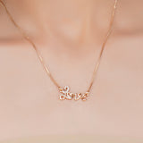Dainty Rose Plated Zircon Love Pendant Necklace
