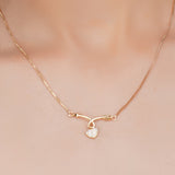 Dainty Rose Plated Zircon Heart Arrow Pendant Necklace