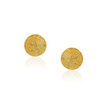 Sterling Silver 92.5 Gold Plated Disc Stud Earrings