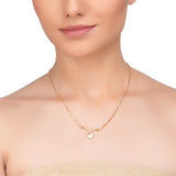 Dainty Rose Plated Zircon Heart Arrow Pendant Necklace