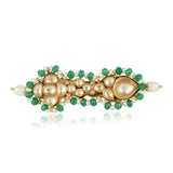 Gold Plated Green Onyx Kundan Ring