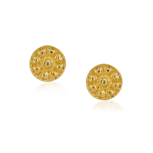 Sterling Silver 92.5 Gold Plated Disc Stud Earrings