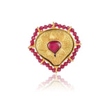Gold Plated Red Kundan Ring