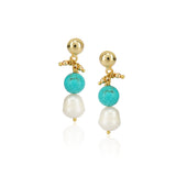 Gold Plated DOR Turquoise Pearl Stringed Necklace Set