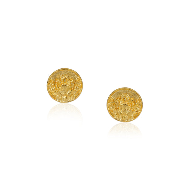 Sterling Silver 92.5 Gold Plated Lakshmi Stud Earrings