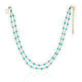 Gold Plated DOR Turquoise Pearl Stringed Necklace Set