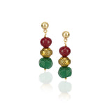 Gold Plated DOR Green Onyx Ruby Jade Gold Bead Necklace Set