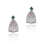 Silver Plated Celestial Green Onyx Tassel Necklace Set
