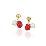 Gold Plated DOR Coral Pearl String Necklace Set