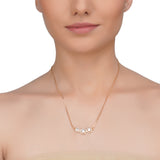 Dainty Rose Plated Zircon Tri Halo Pendant Necklace