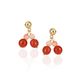 Gold Plated DOR Carnelian Pink Coral String Necklace Set