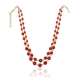 Gold Plated DOR Carnelian Pink Coral String Necklace Set