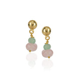 Gold Plated DOR Rose Quartz Peridot String Necklace Set