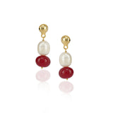 Gold Plated DOR Ruby Pearl String Necklace Set
