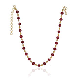 Gold Plated DOR Ruby Pearl String Necklace Set