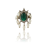 Silver Plated Green Onyx Ring