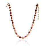Gold Plated DOR Pink Onyx Ruby Necklace Set