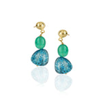 Gold Plated DOR  Blue Topaz Green Onyx Set