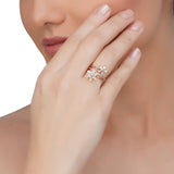 Dainty Rose Plated Zircon Baguette Flower Ring