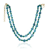 Gold Plated DOR  Blue Topaz Green Onyx Set