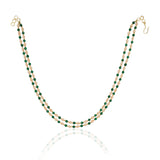 Gold Plated DOR Coral Green Onyx String Necklace Set