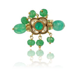Gold Plated Green Onyx Kundan Ring